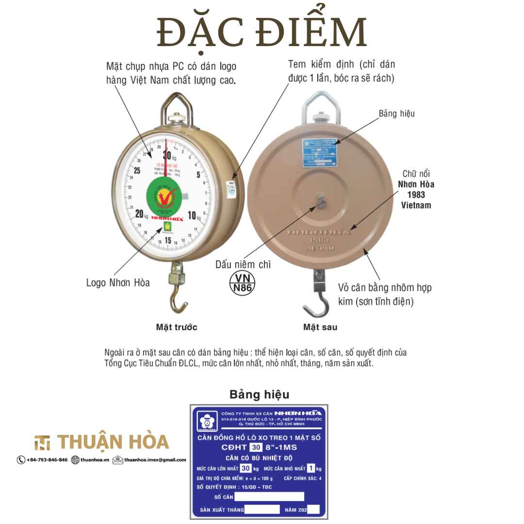 Đặc điểm Cân treo Nhơn Hòa 30 kg