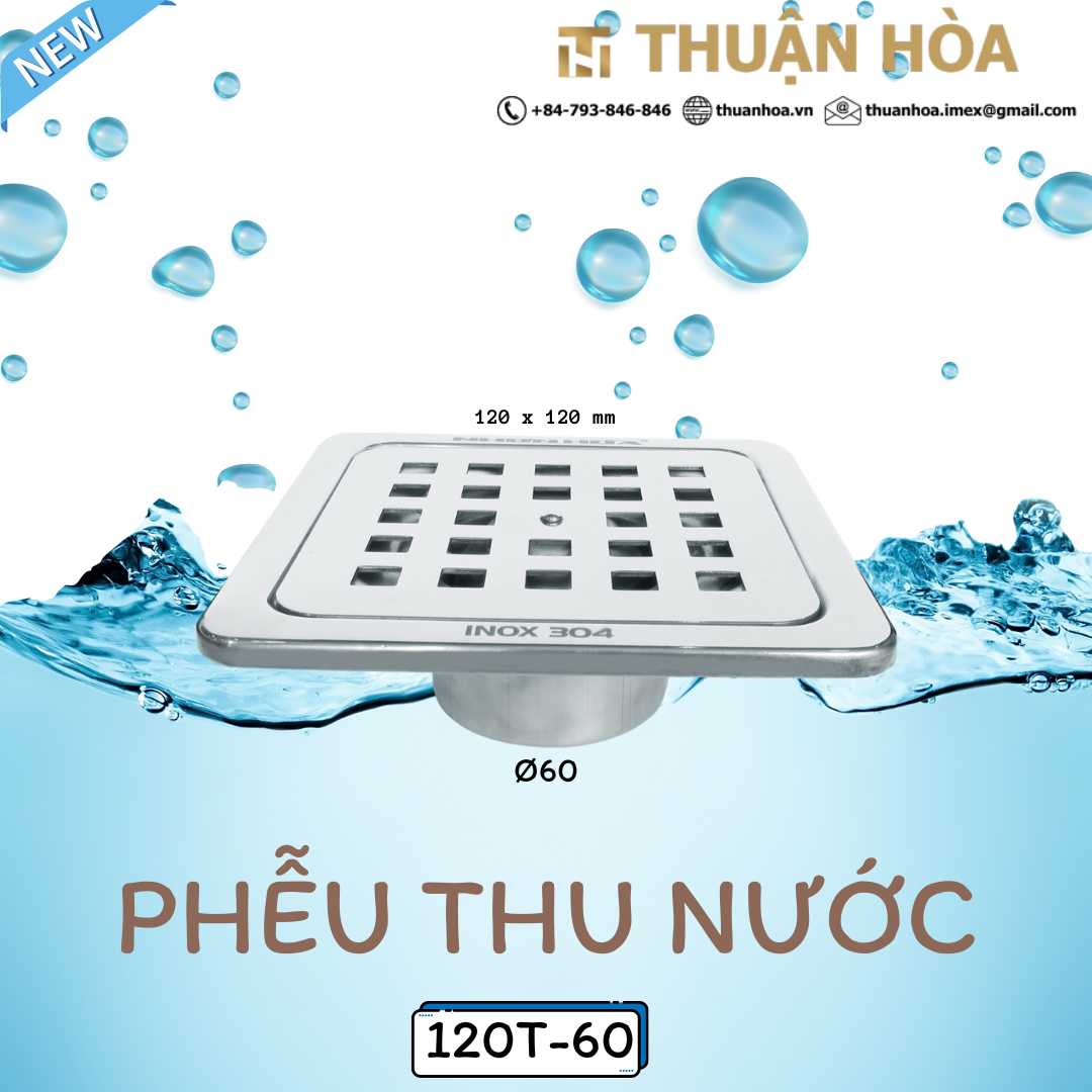 Phễu Thoát Sàn Phòng Tắm / Nhà Vệ Sinh Chống Hôi 120T-60