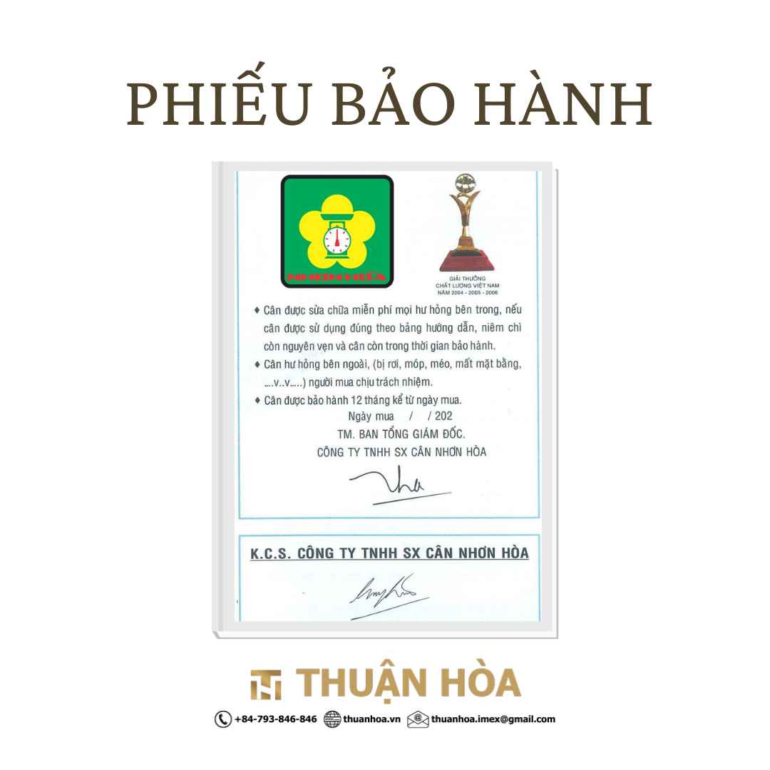 Phiếu bảo hành cân nhơn hòa