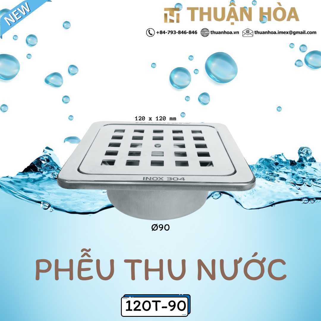 Phễu Thoát Sàn Phòng Tắm / Nhà Vệ Sinh Chống Hôi 120T-90