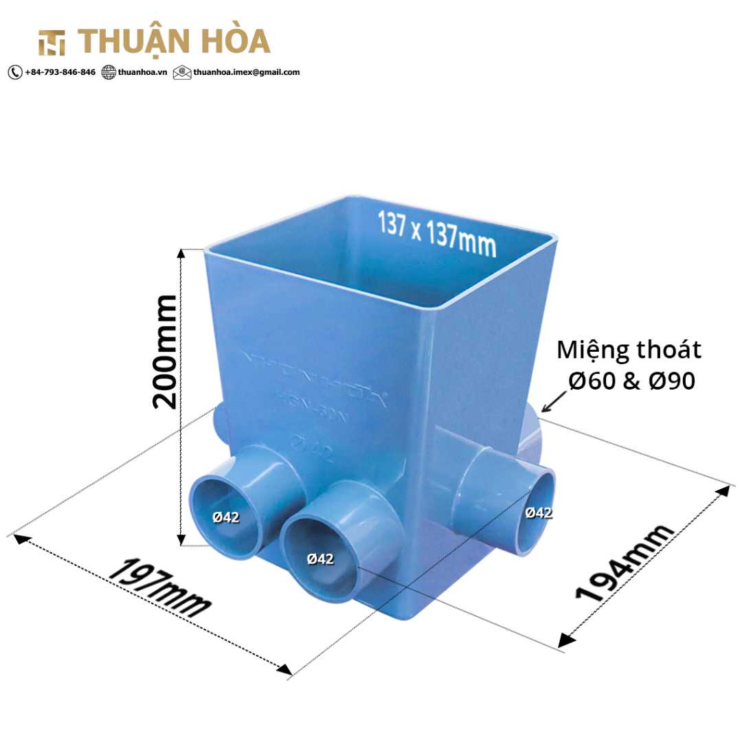 Hộp Ga Thu Nước Phòng Tắm 60N